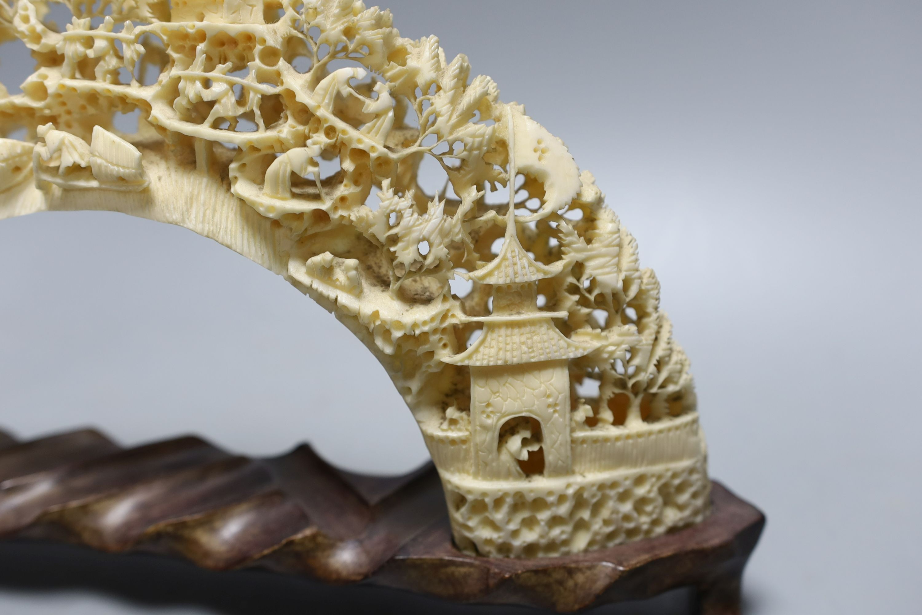 A Chinese boar’s tusk carving 33cm long